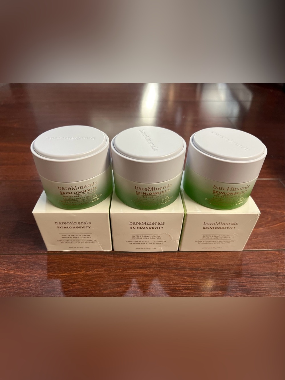 3 Brand New bareMinerals Skinlongevity Butter Drench Cream Mineral Herb 1.7 oz.